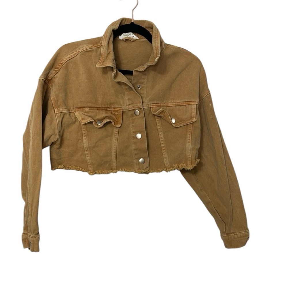 Whiskey Grade Cropped Tan Denim Jacket Small